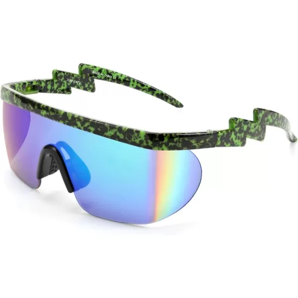 FEISEDY Oversized Mirror Shield Sport 80s Sunglasses Ski Goggles Flat Top One Piece Futuristic Visor Women Men B2522C03 Camouflage