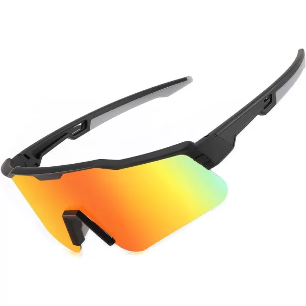 FEISEDY Polarized Youth Sports Sunglasses Teens Cycling Sunglasses Kids Sport Baseball Glasses for Boys Girls Age816 B0032Black FrameRed Mirror