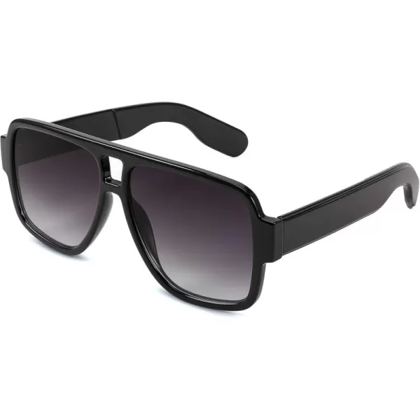 FEISEDY Retro 70s Oversized Pilot Sunglasses Women Men Plastic Vintage Square Frame B2954Black