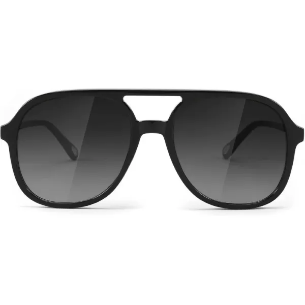 FEISEDY Retro Aviator Sunglasses Women Men Classic Square Shades Trendy Sun Glasses UV400 Protection B2394001 Black  Gradient Grey