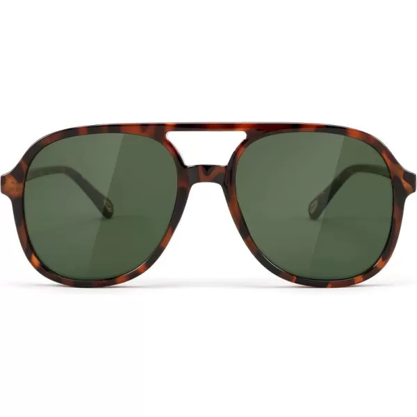 FEISEDY Retro Aviator Sunglasses Women Men Classic Square Shades Trendy Sun Glasses UV400 Protection B2394002 Leopard  Green