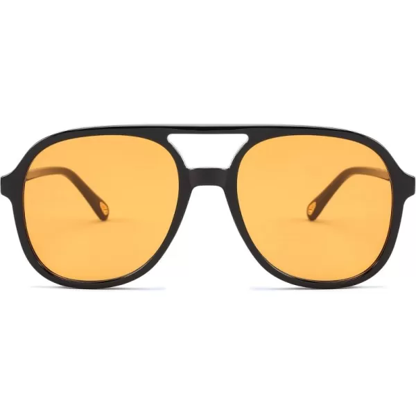 FEISEDY Retro Aviator Sunglasses Women Men Classic Square Shades Trendy Sun Glasses UV400 Protection B2394004 Black  Trendy Orange
