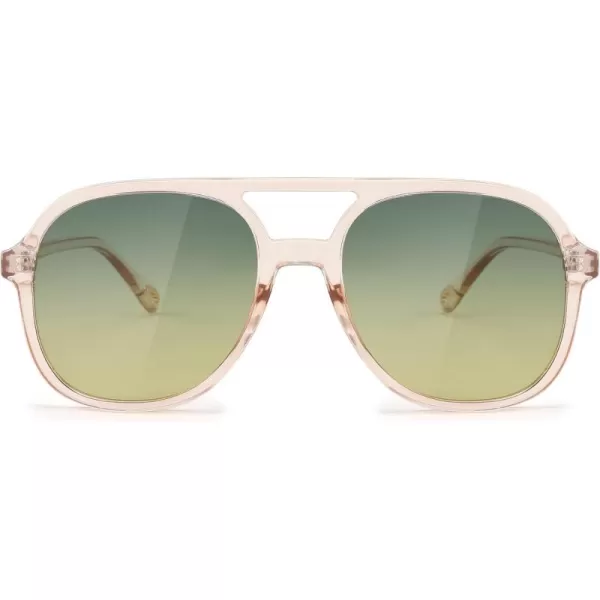 FEISEDY Retro Aviator Sunglasses Women Men Classic Square Shades Trendy Sun Glasses UV400 Protection B2394005 Transparent Pink  Blue Tea