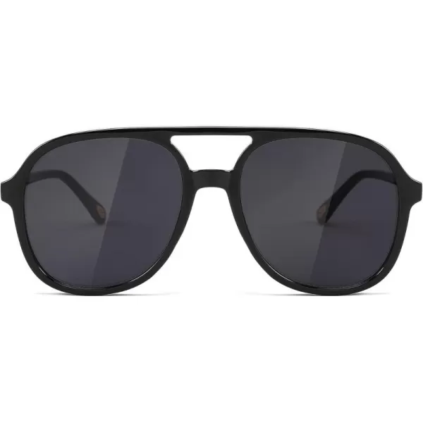 FEISEDY Retro Aviator Sunglasses Women Men Classic Square Shades Trendy Sun Glasses UV400 Protection B2394007 Black  Grey