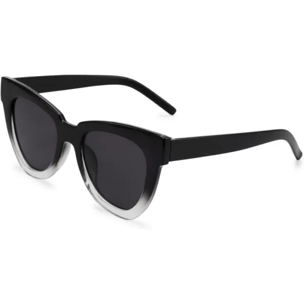 FEISEDY Retro Cat Eye Sunglasses Women Men Vintage Square Cateye UV400 Sunglasses B2586Black Clear