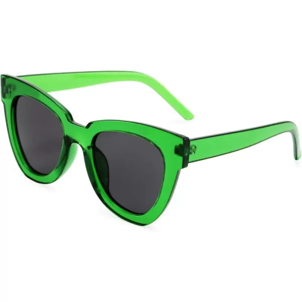FEISEDY Retro Cat Eye Sunglasses Women Men Vintage Square Cateye UV400 Sunglasses B2586Green