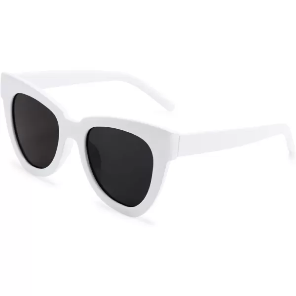 FEISEDY Retro Cat Eye Sunglasses Women Men Vintage Square Cateye UV400 Sunglasses B2586White