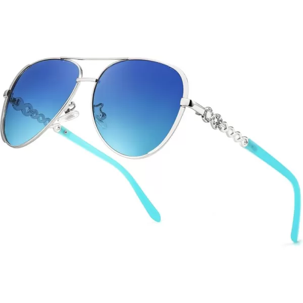 FEISEDY Retro Polarized Pilot Sunglasses for Women 70s Vintage Trendy Shades B4147Blue