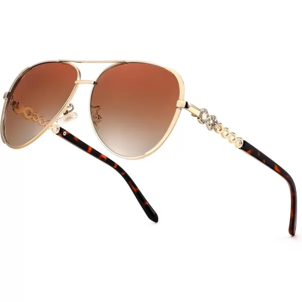 FEISEDY Retro Polarized Pilot Sunglasses for Women 70s Vintage Trendy Shades B4147Gradient Brown