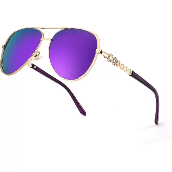 FEISEDY Retro Polarized Pilot Sunglasses for Women 70s Vintage Trendy Shades B4147Purple Mirror