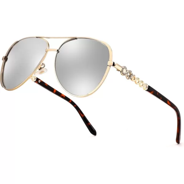 FEISEDY Retro Polarized Pilot Sunglasses for Women 70s Vintage Trendy Shades B4147Silver Mirror