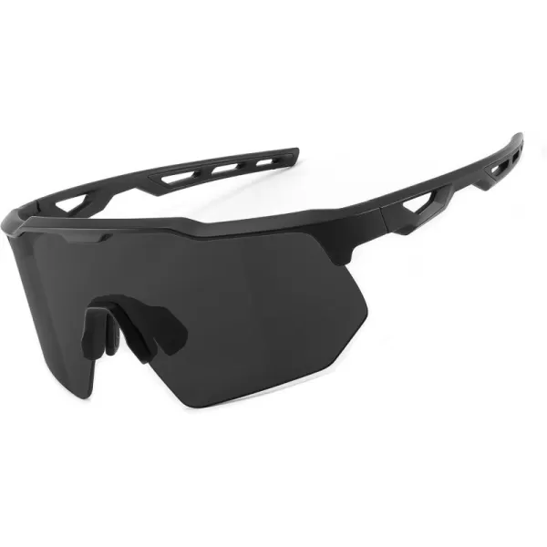 FEISEDY Sports Sunglasses Cycling Glasses for Men and WomenUV400 Protection Glasses for Baseball Fishing Golf B0069Black Frame  Grey Lens