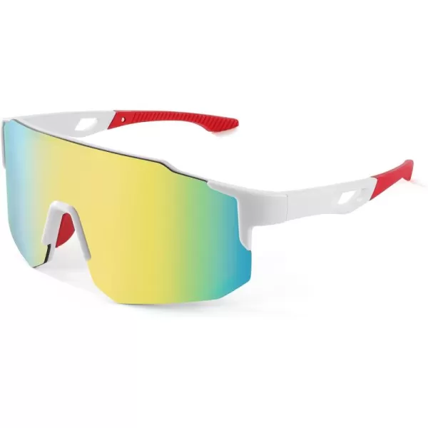 FEISEDY Sports Sunglasses Mens Women Baseball Sunglasses Biking Cycling Sunglasses for Teens UV400 Protection B2388002white Glod