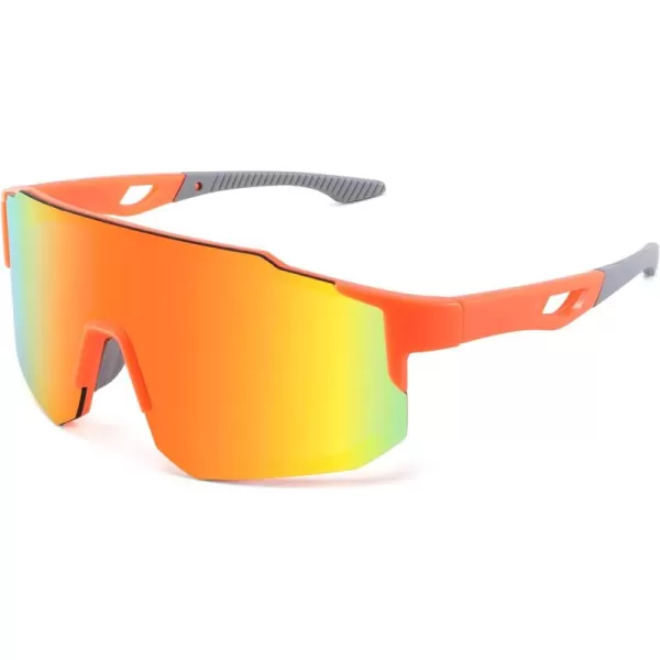 FEISEDY Sports Sunglasses Mens Women Baseball Sunglasses Biking Cycling Sunglasses for Teens UV400 Protection B2388003orange