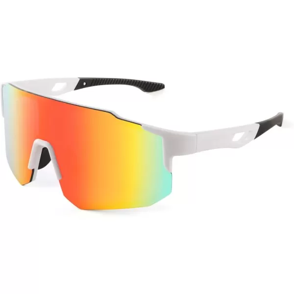 FEISEDY Sports Sunglasses Mens Women Baseball Sunglasses Biking Cycling Sunglasses for Teens UV400 Protection B2388007white