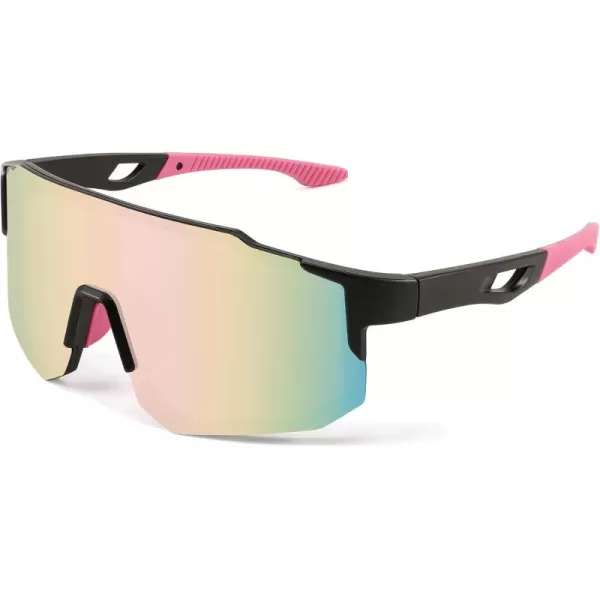 FEISEDY Sports Sunglasses Mens Women Baseball Sunglasses Biking Cycling Sunglasses for Teens UV400 Protection B2388008black Pink
