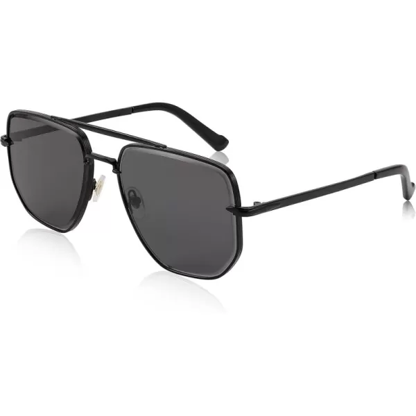 FEISEDY Sunglasses Aviator Men Women 70s Sun Glasses Square Frame UV400 Protection B2953001 Black Frame  Grey Lens