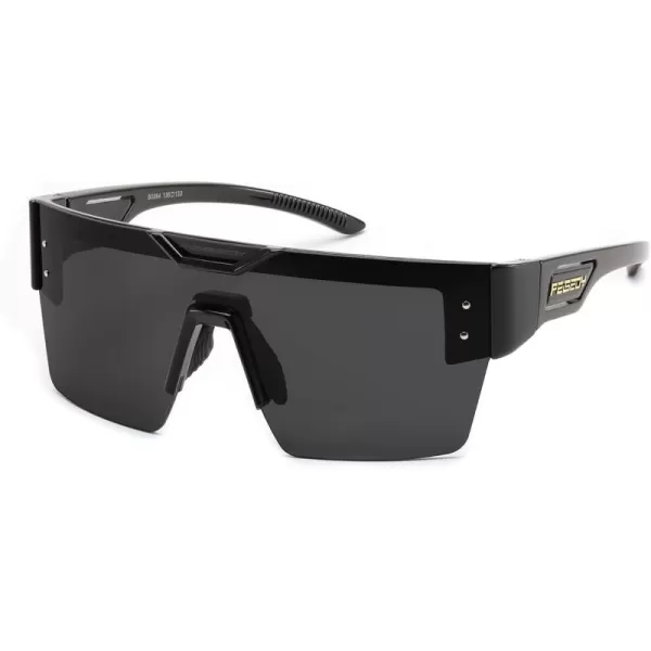 FEISEDY Sunglasses Men Women Big Oversized Square FrameUV400 Mirrored Sun Glasses Cycling Driving Fishing Hiking B0064Black Frame With Gray Lenses