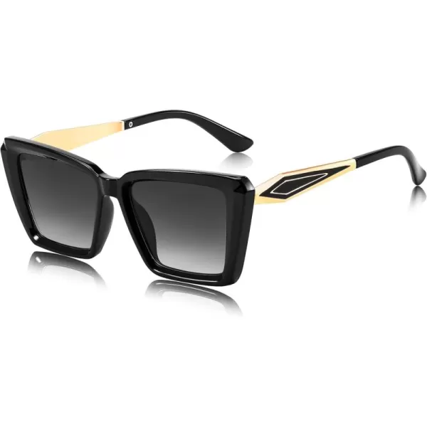 FEISEDY Trendy Cat Eye Women Sunglasses Retro Womens Square Cateye Sun Glasses B9135Black