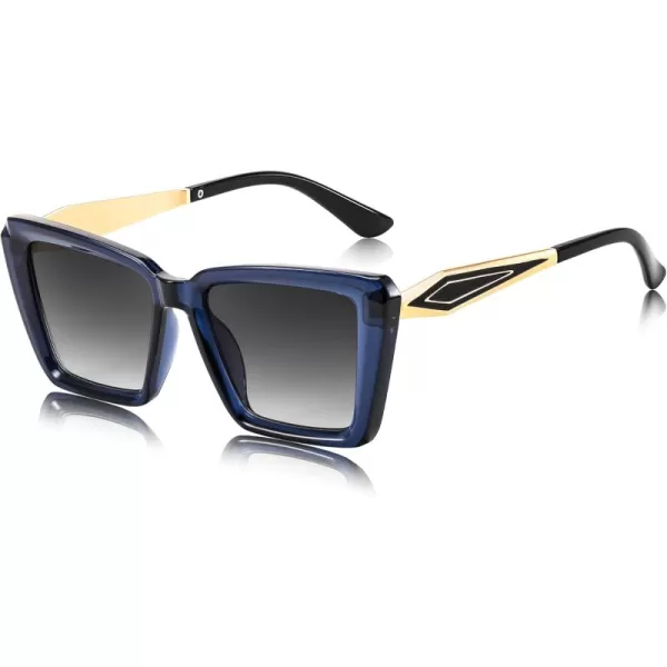 FEISEDY Trendy Cat Eye Women Sunglasses Retro Womens Square Cateye Sun Glasses B9135Blue