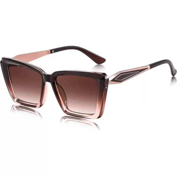 FEISEDY Trendy Cat Eye Women Sunglasses Retro Womens Square Cateye Sun Glasses B9135Brown