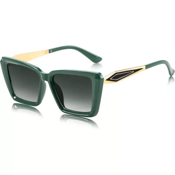 FEISEDY Trendy Cat Eye Women Sunglasses Retro Womens Square Cateye Sun Glasses B9135Green