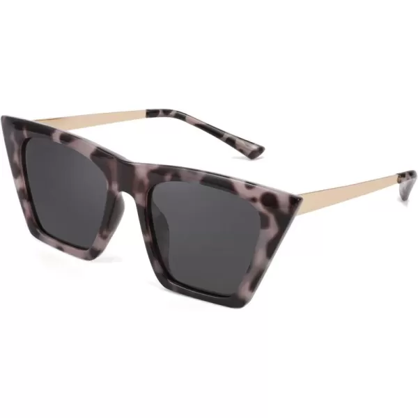 FEISEDY Vintage Polarized Square Cat Eye Sunglasses Women Trendy Fashion Cateye Polarized Sunglasses B2692Grey TortoiseGrey Lenses