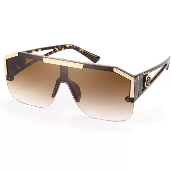 FEISEDY Women Men Sunglasse Square Flat Top Big Frame UV400 Sun Glasses Oversized B2765Leoperd
