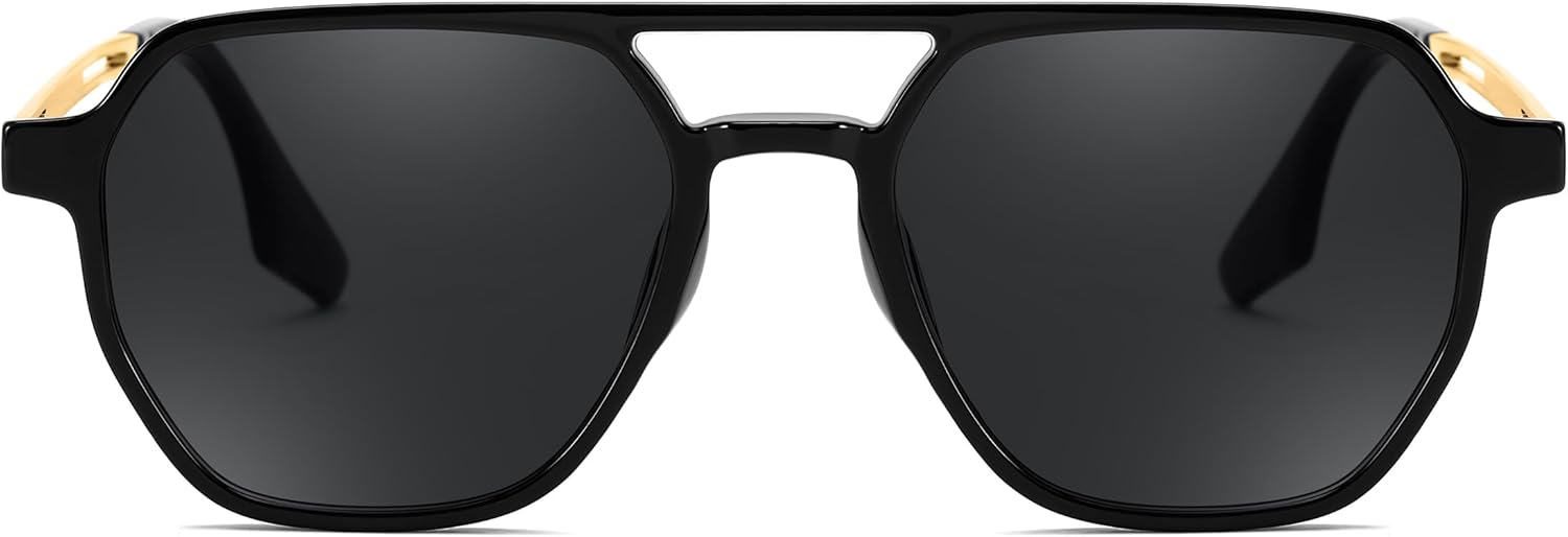 FEISEDY Retro 70s Aviator Sunglasses for Women Men Vintage Square Trendy Oversized Shades UV400 B0145Black