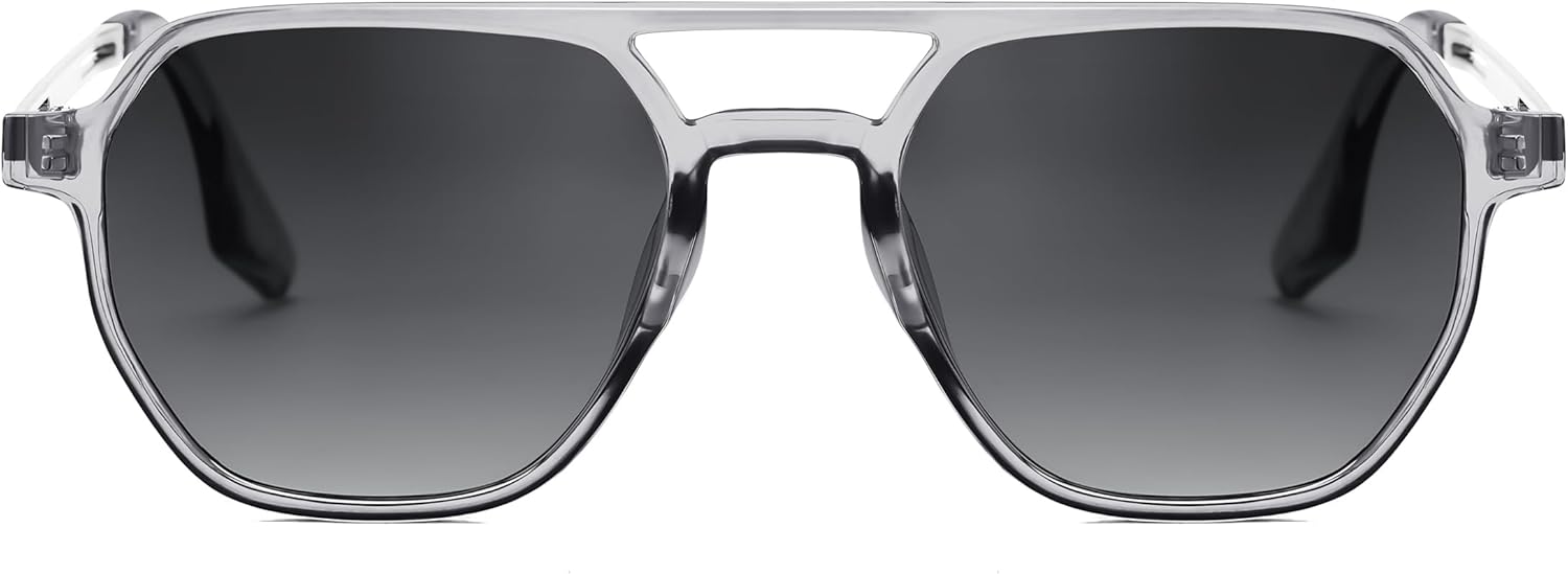 FEISEDY Retro 70s Aviator Sunglasses for Women Men Vintage Square Trendy Oversized Shades UV400 B0145Gradual Grey