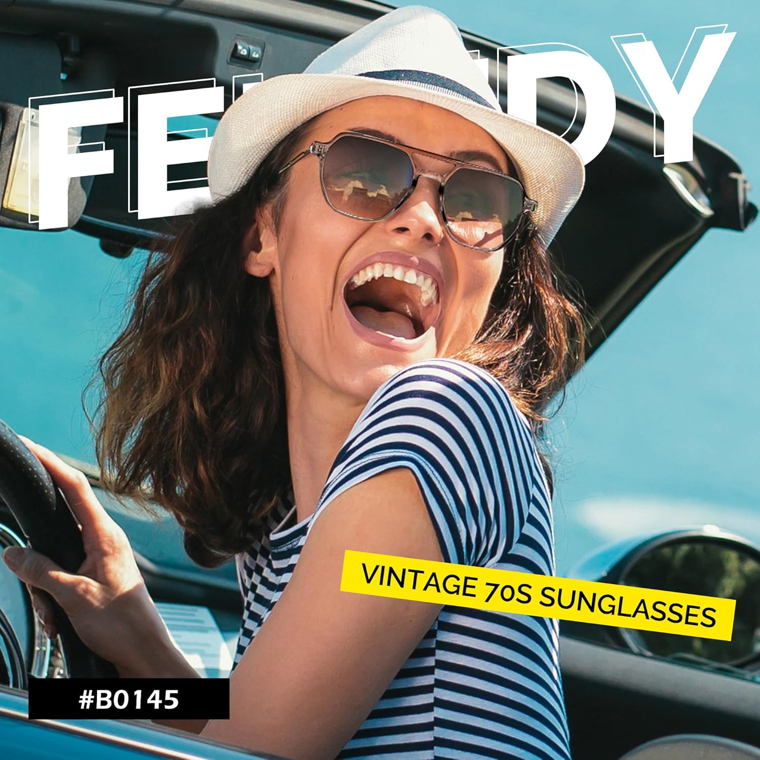 FEISEDY Retro 70s Aviator Sunglasses for Women Men Vintage Square Trendy Oversized Shades UV400 B0145Gradual Grey