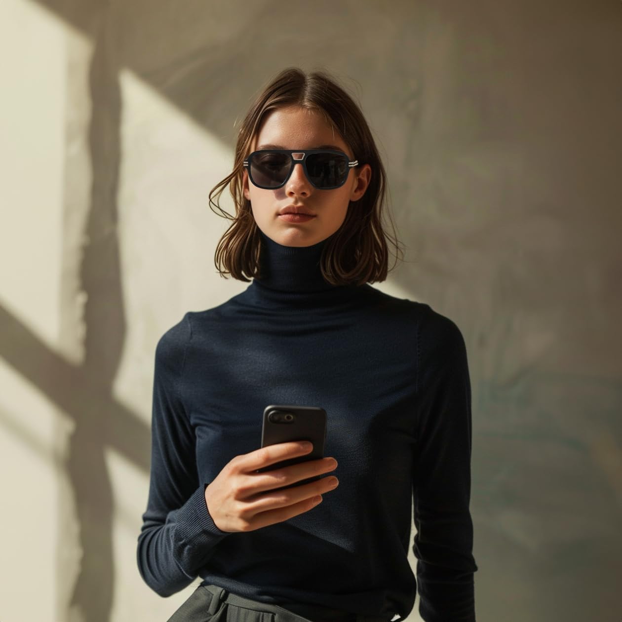 FEISEDY Retro Aviator Sunglasses for Women Men Vintage Trendy Oversized Square Shades UV400 B0106Black Frame  Grey Lens