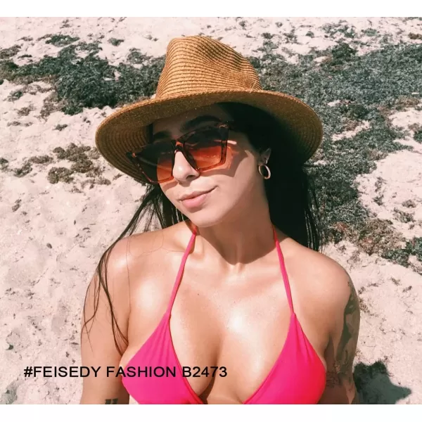 FEISEDY 2 PACK Vintage Square Cat Eye Sunglasses Women Trendy Cateye Sunglasses B2473F2Black  Leopard