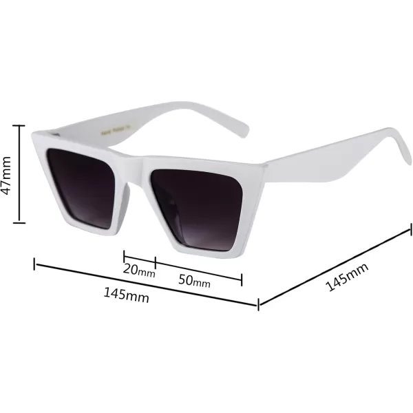 FEISEDY 2 PACK Vintage Square Cat Eye Sunglasses Women Trendy Cateye Sunglasses B2473F2Black  White