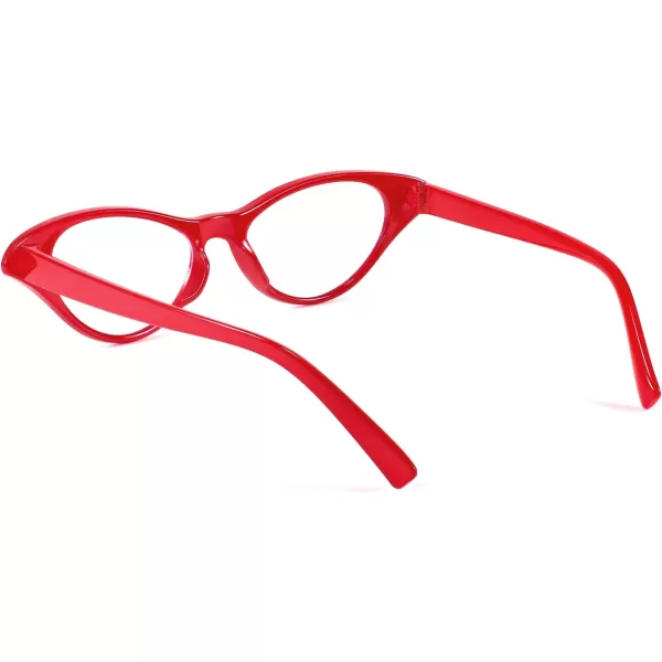 FEISEDY Cat Eye Costume Glasses with Rhinestones Women ampamp Kids 50s 60s Classic Party Cateye Sunglasses B2848002 Red Frame