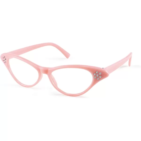 FEISEDY Cat Eye Costume Glasses with Rhinestones Women ampamp Kids 50s 60s Classic Party Cateye Sunglasses B2848005 Pink Frame