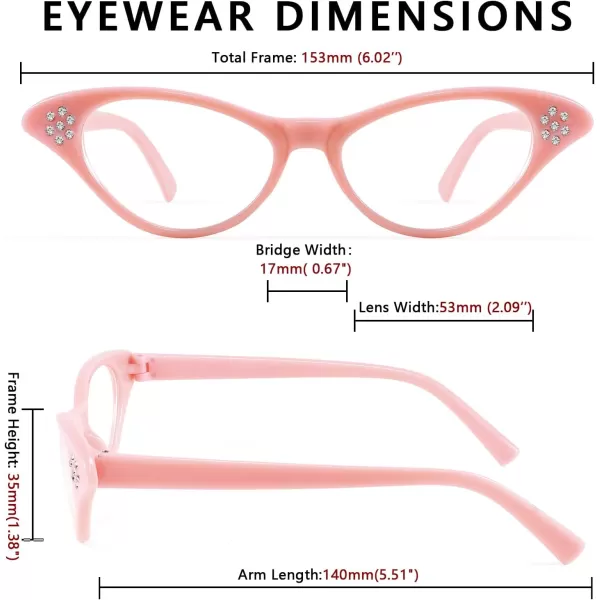 FEISEDY Cat Eye Costume Glasses with Rhinestones Women ampamp Kids 50s 60s Classic Party Cateye Sunglasses B2848005 Pink Frame