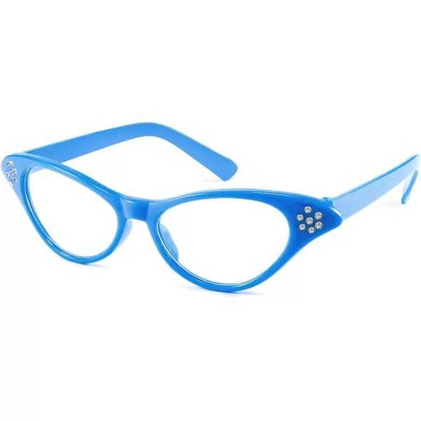 FEISEDY Cat Eye Costume Glasses with Rhinestones Women ampamp Kids 50s 60s Classic Party Cateye Sunglasses B2848006 Blue Frame
