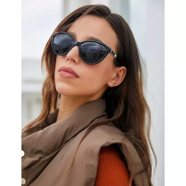 FEISEDY Classic Cateye Polarized Sunglasses for Women 100 UV Protection B2512Black