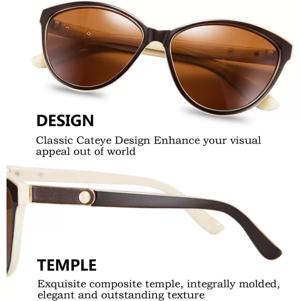 FEISEDY Classic Cateye Polarized Sunglasses for Women 100 UV Protection B2512Brownivory