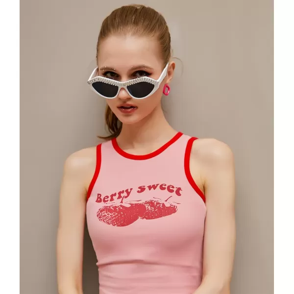 FEISEDY Fashion Cat Eye Diamond Sunglasses Women Retro Vintage Cateye Plastic Frame B2302006 White FrameGray Lens
