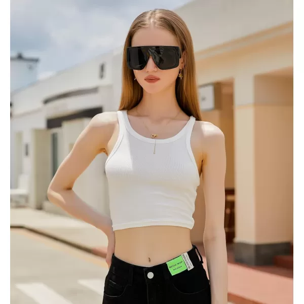 FEISEDY Large Square Baddie Oversized Women Sunglasses Shield Men Fashion Flat Top Wrap Baddie Shades B5040