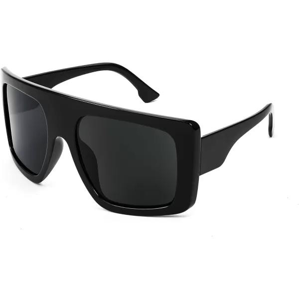 FEISEDY Large Square Baddie Oversized Women Sunglasses Shield Men Fashion Flat Top Wrap Baddie Shades B5040