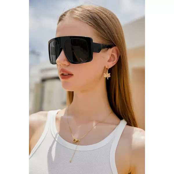 FEISEDY Large Square Baddie Oversized Women Sunglasses Shield Men Fashion Flat Top Wrap Baddie Shades B5040