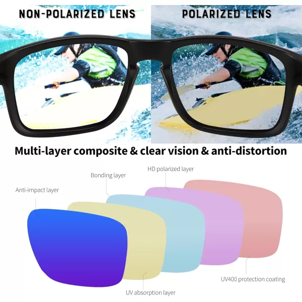FEISEDY Men Sunglasses PolarizedSquare Vintage Cycling Running Fishing Golf Hiking Sports Sun Glasses B0080Polarized Blue Mirrored Lenses With Black Temples 003