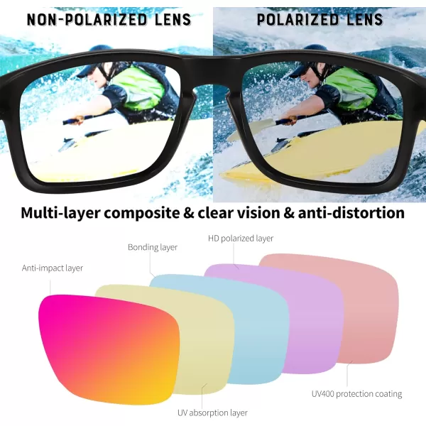 FEISEDY Men Sunglasses PolarizedSquare Vintage Cycling Running Fishing Golf Hiking Sports Sun Glasses B0080Polarized Gray Lenses With Black Temples 001