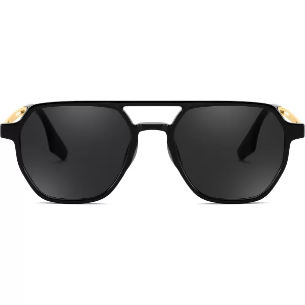 FEISEDY Retro 70s Aviator Sunglasses for Women Men Vintage Square Trendy Oversized Shades UV400 B0145Black