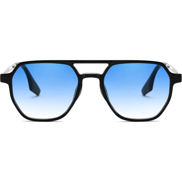 FEISEDY Retro 70s Aviator Sunglasses for Women Men Vintage Square Trendy Oversized Shades UV400 B0145Gradual Blue