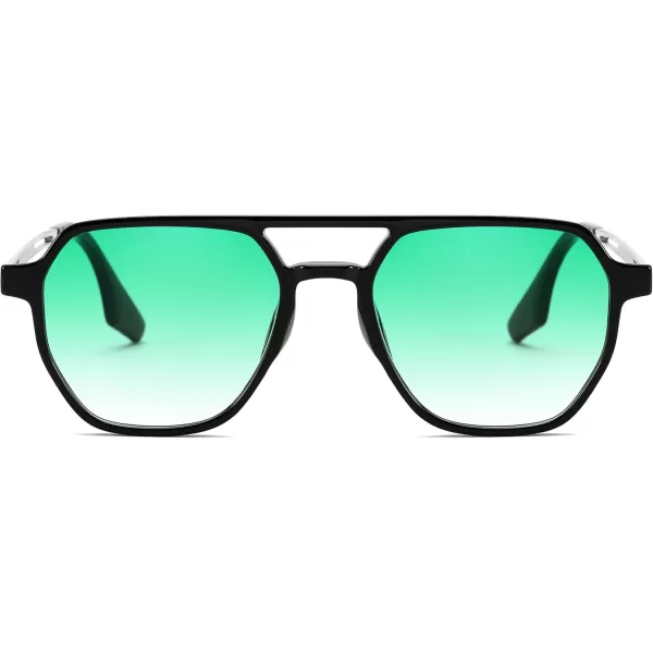 FEISEDY Retro 70s Aviator Sunglasses for Women Men Vintage Square Trendy Oversized Shades UV400 B0145Gradual Green