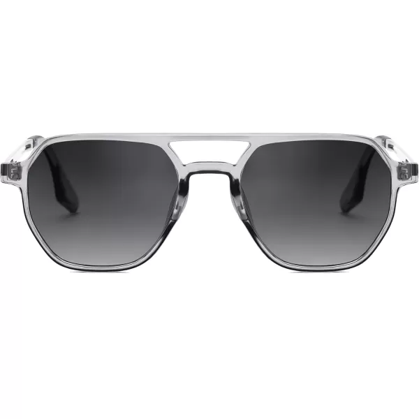 FEISEDY Retro 70s Aviator Sunglasses for Women Men Vintage Square Trendy Oversized Shades UV400 B0145Gradual Grey